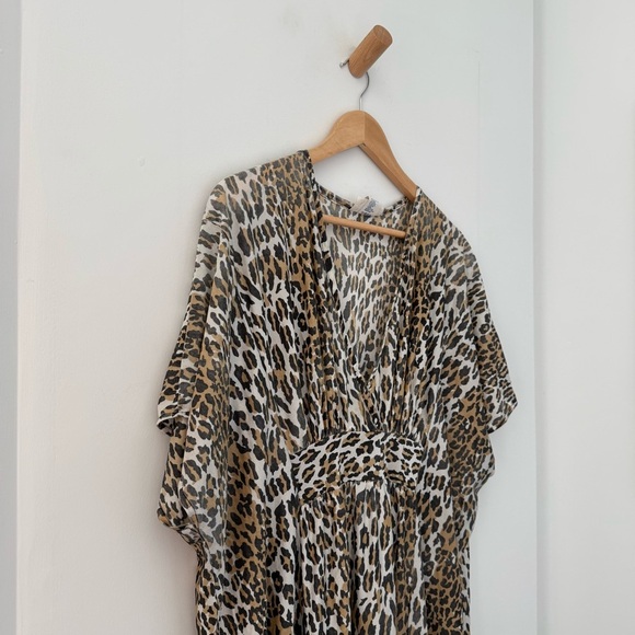 Vintage 1970s leopard animal print kaftan maxi dress - One Size - Picture 3 of 6